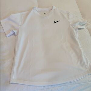 Nike White Dry-Fit Tennis T-Shirt with Black Logo